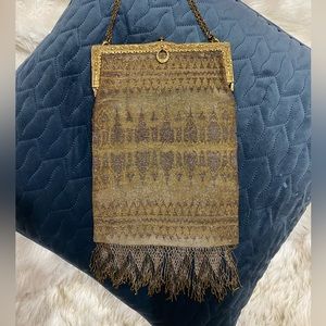 Antique France 1900s Reticule Micro Mini Steel Bead Purse